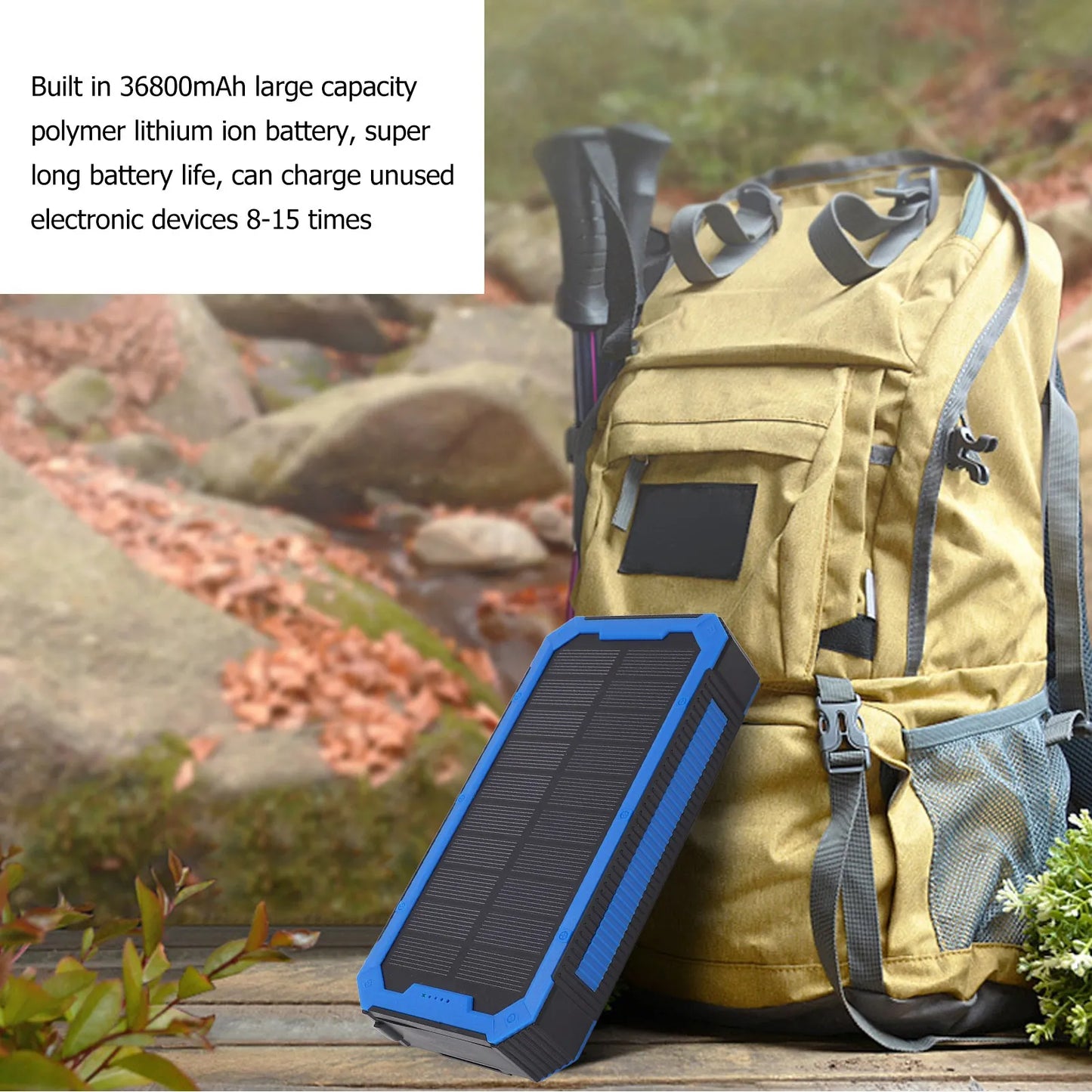 Portable Solar Power Bank Type C For Outdoor Travel Use
