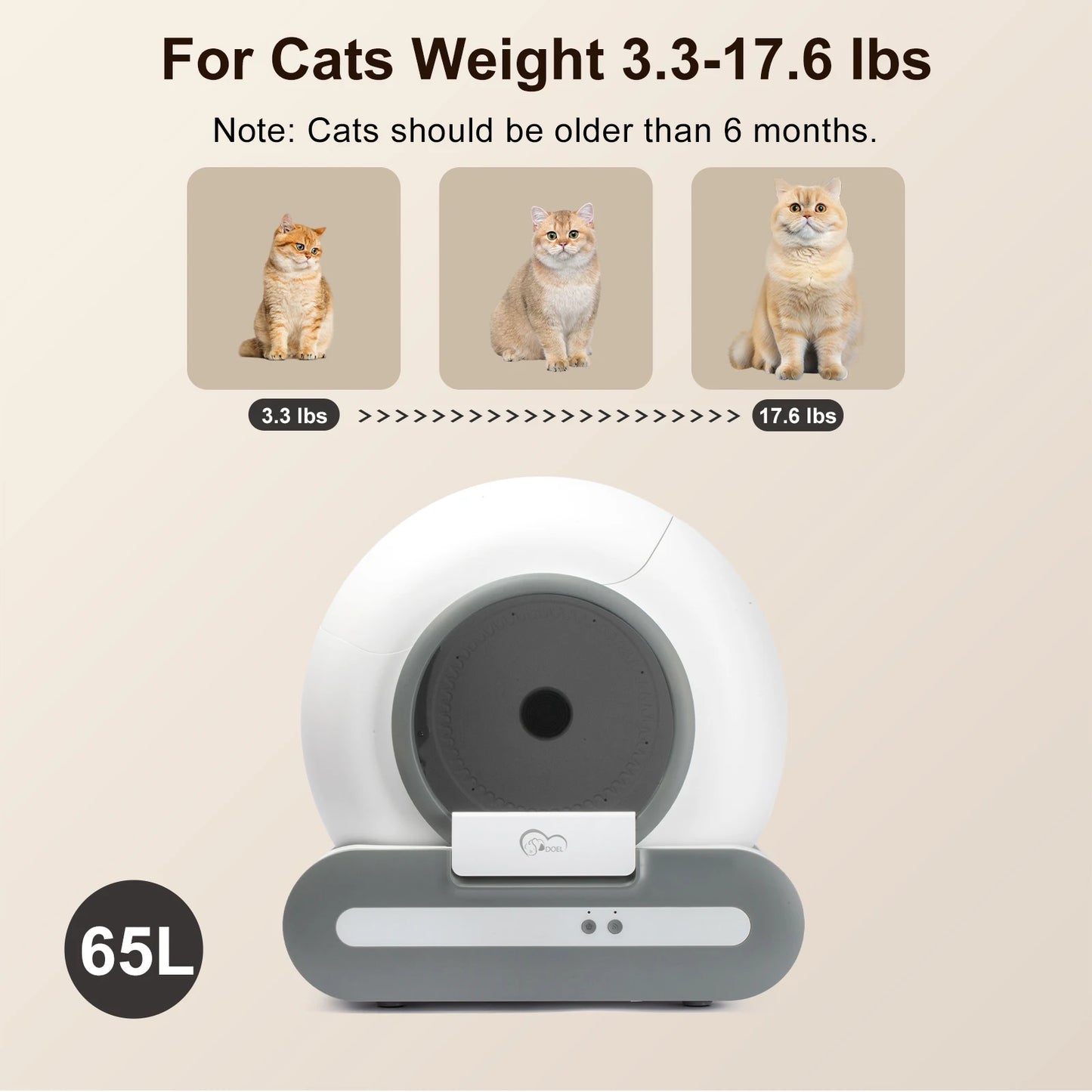 DOEL 65L Self-Cleaning Cat Litter Box With App Control