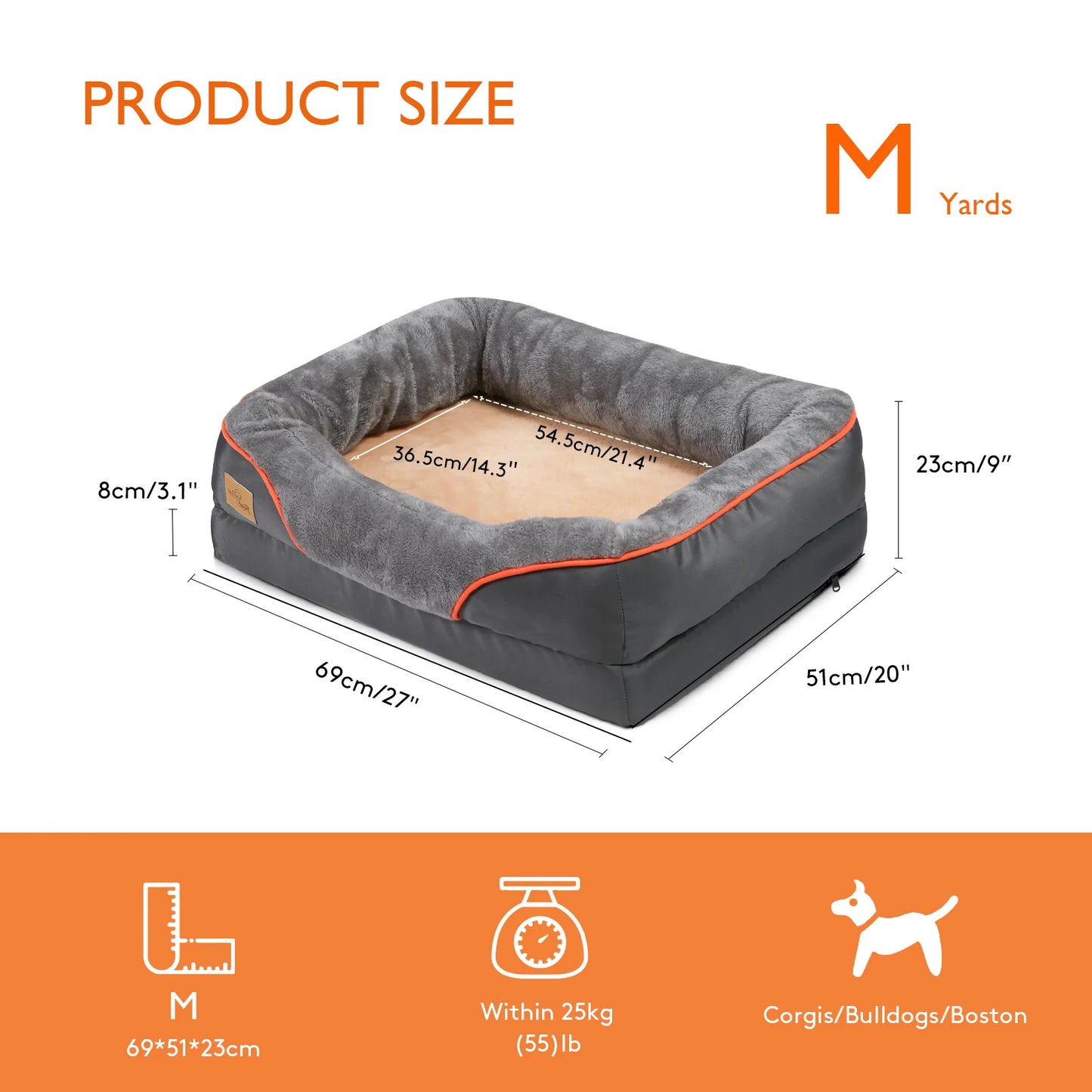 BINGOPAW Jumbo Orthopedic Memory Foam Dog Bed With Bolster Couch
