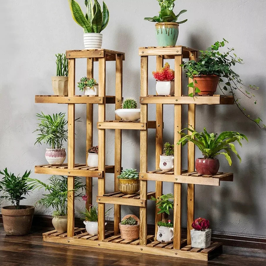 Wisfor Wooden Plant Shelf Multi Tier Indoor Outdoor Display