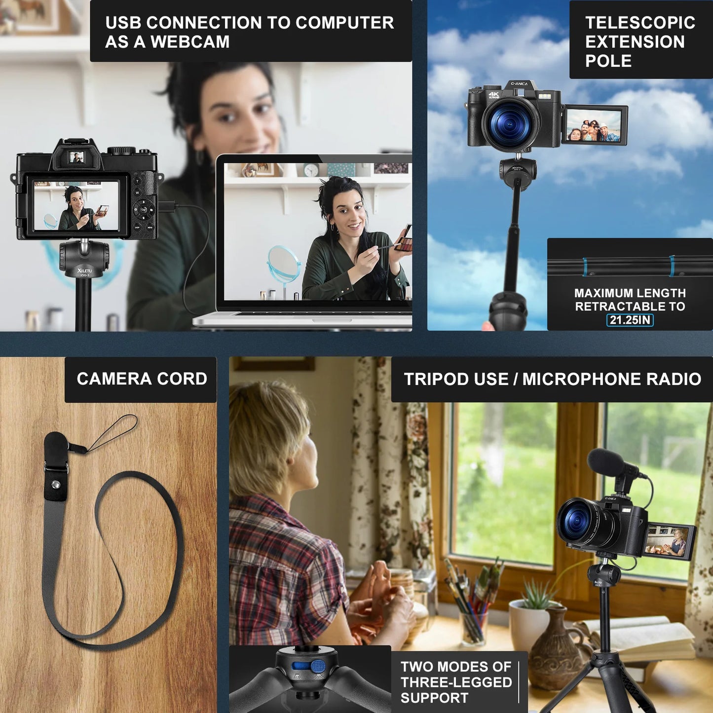 NBD 4K Digital Camera With Microphone 3-Color Filter Wide-Angle Macro Lens