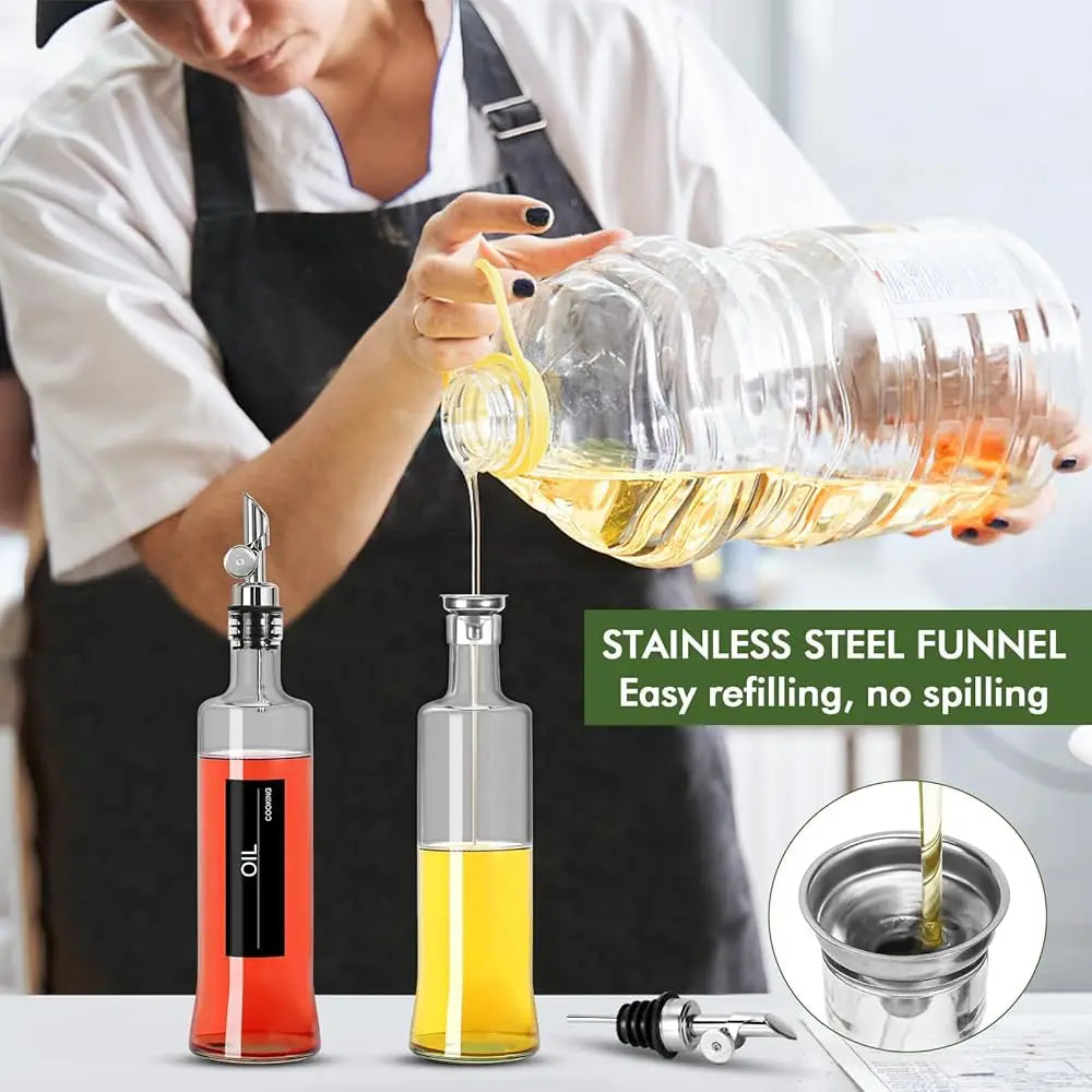 BONJEAN Olive Oil Dispenser Bottle Set With Self-Opening Spouts