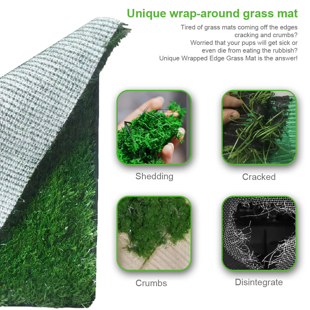 Dog Grass Pad With Large Tray Reusable Indoor Training Pads