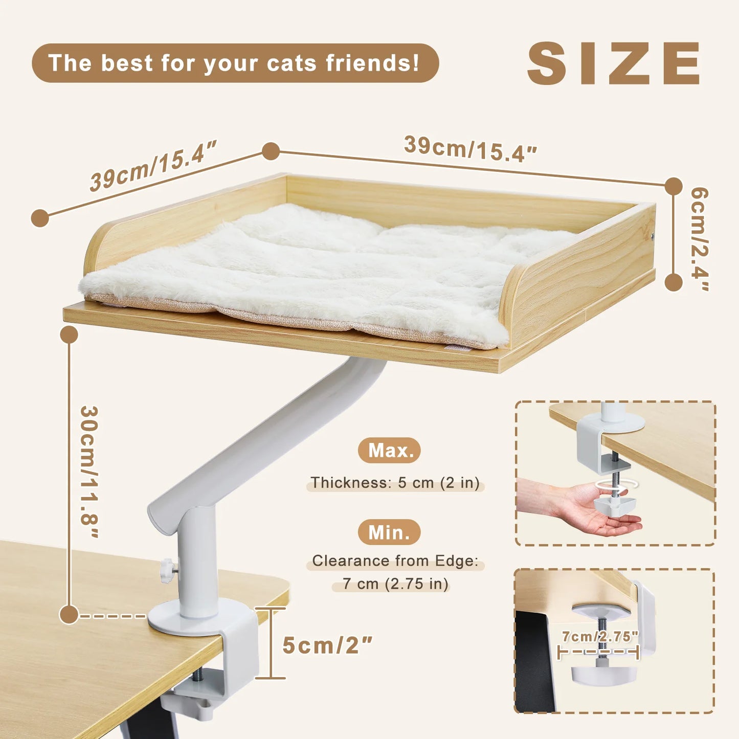 PAWZ Road 360 Degree Rotating Cat Desk Bed Plush Comfort