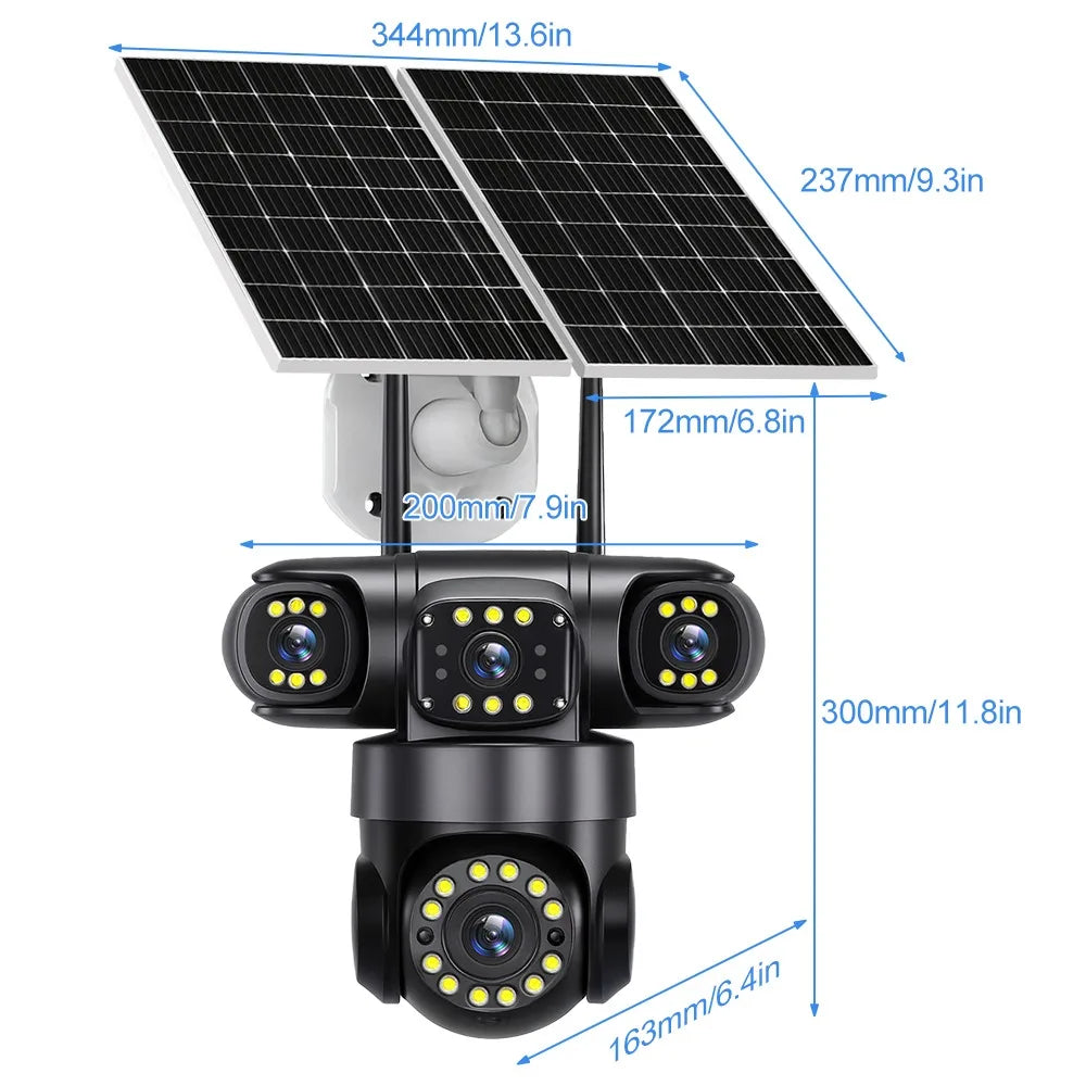 DFITO Solar Security Camera Dual Lens 4MP WiFi Night Vision