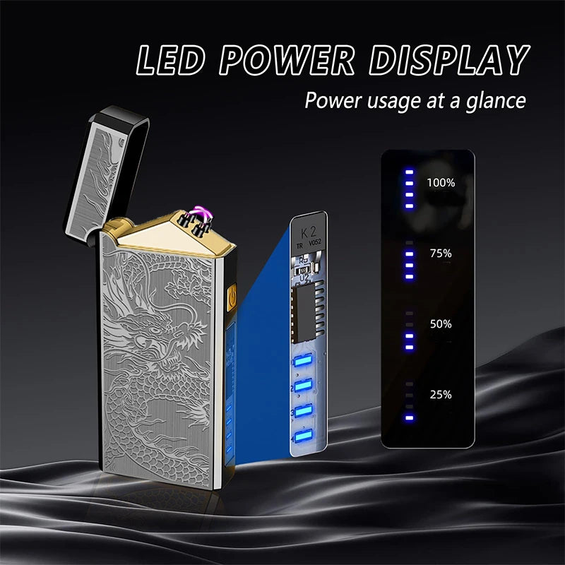 Dragon Engraved Outdoor Lighter With 500mAh Battery Type C