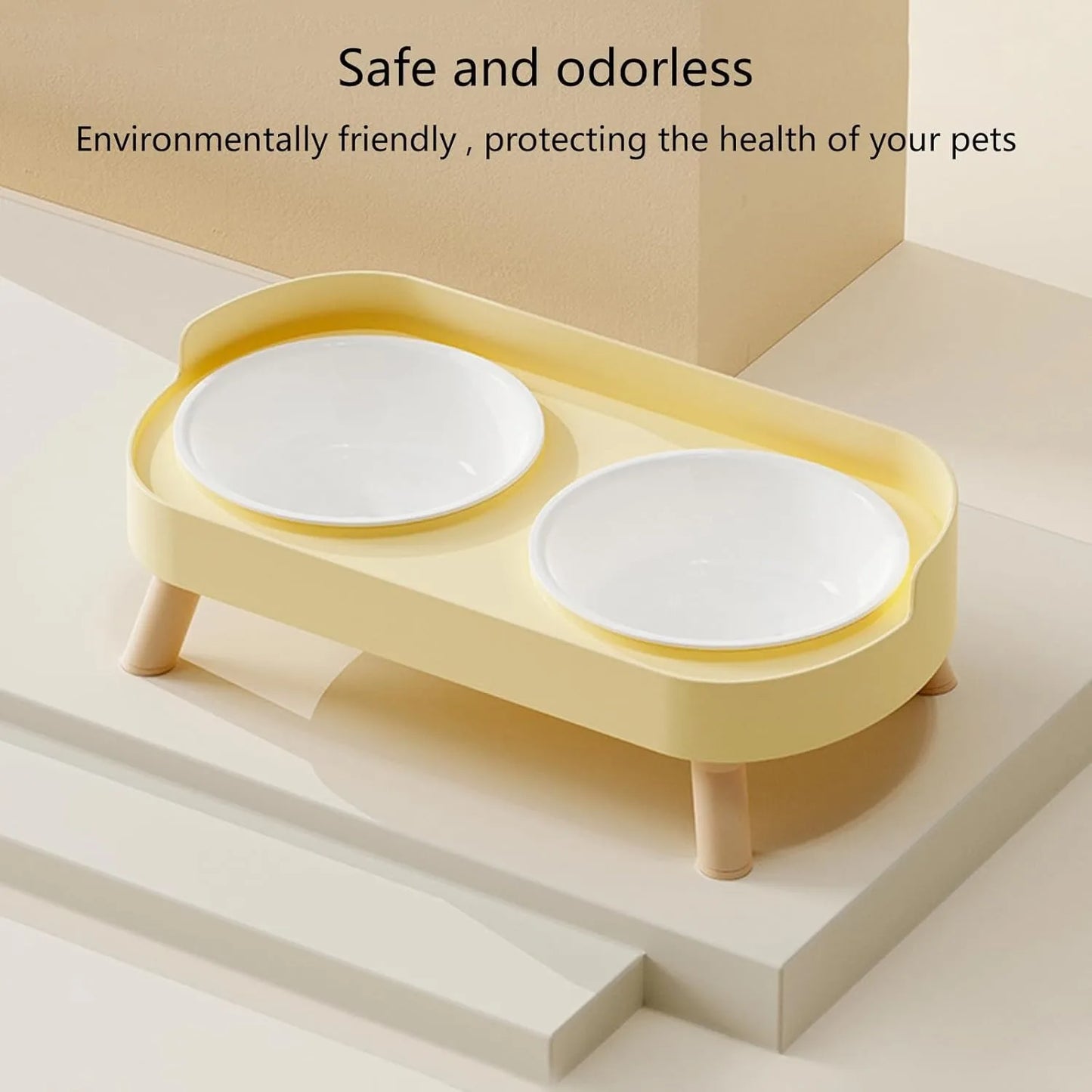 Double Elevated Pet Bowl Set Raised Feeder For Cats Dogs