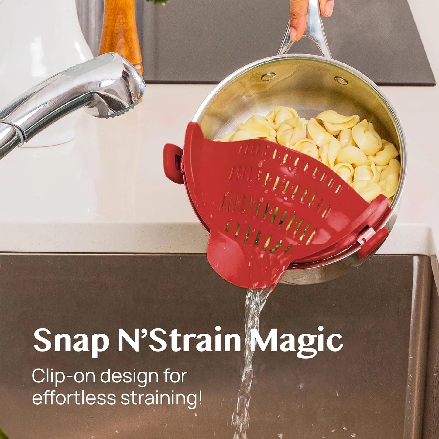 Clip On Silicone Strainer For Pots And Pans Adjustable