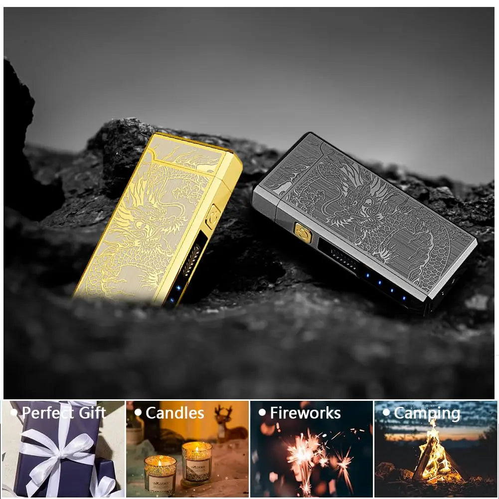 Dragon Engraved Outdoor Lighter With 500mAh Battery Type C