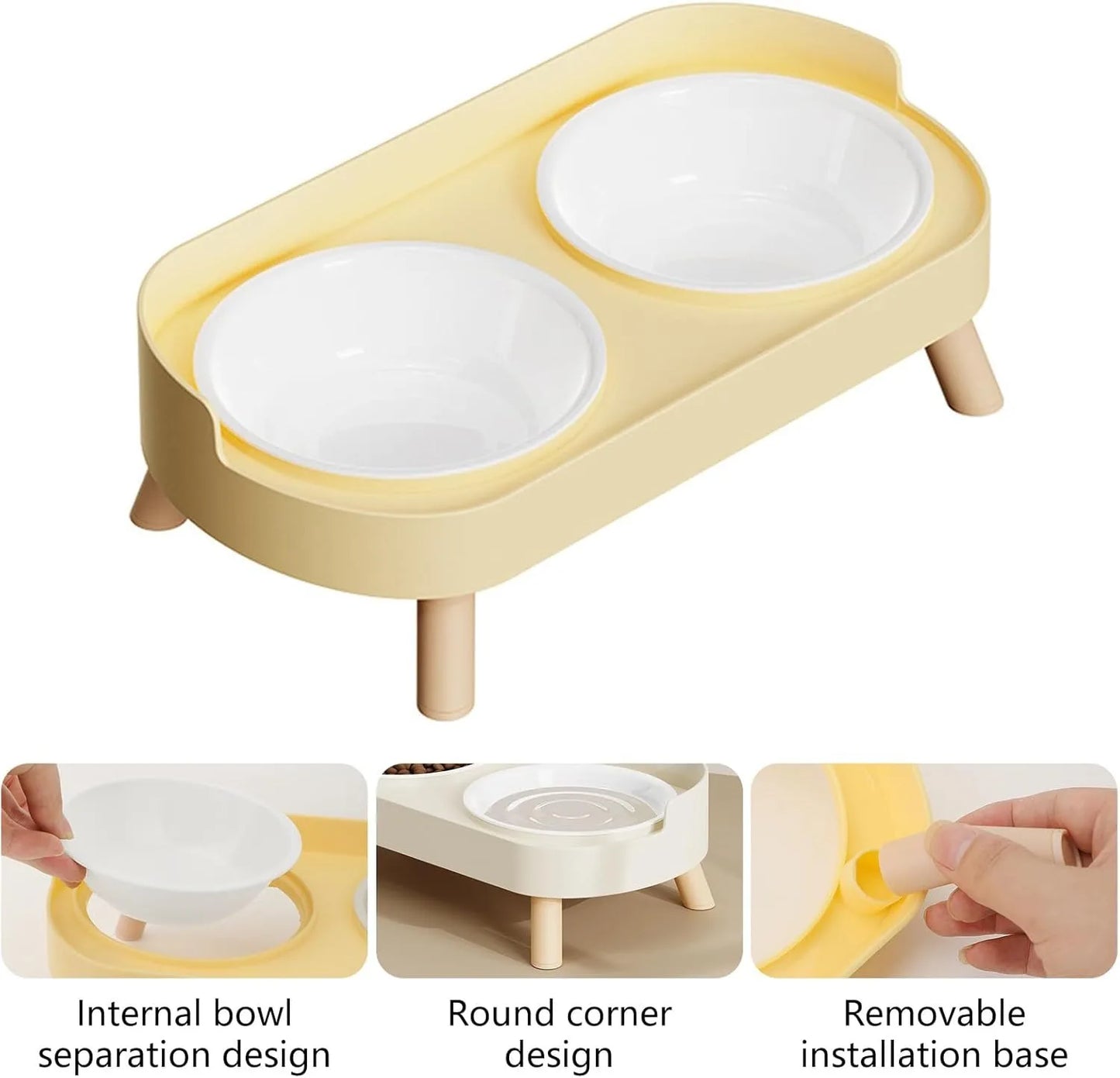 Double Elevated Pet Bowl Set Raised Feeder For Cats Dogs