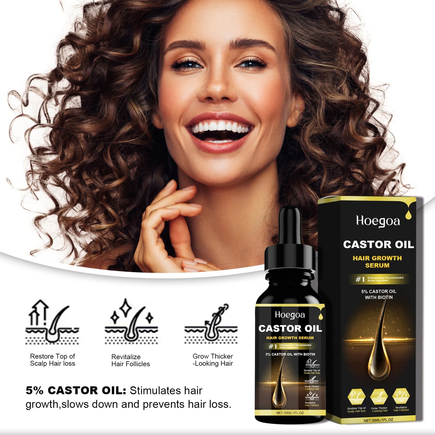 HOEGOA Castor Oil For Hair Thickening And Scalp Nourishment