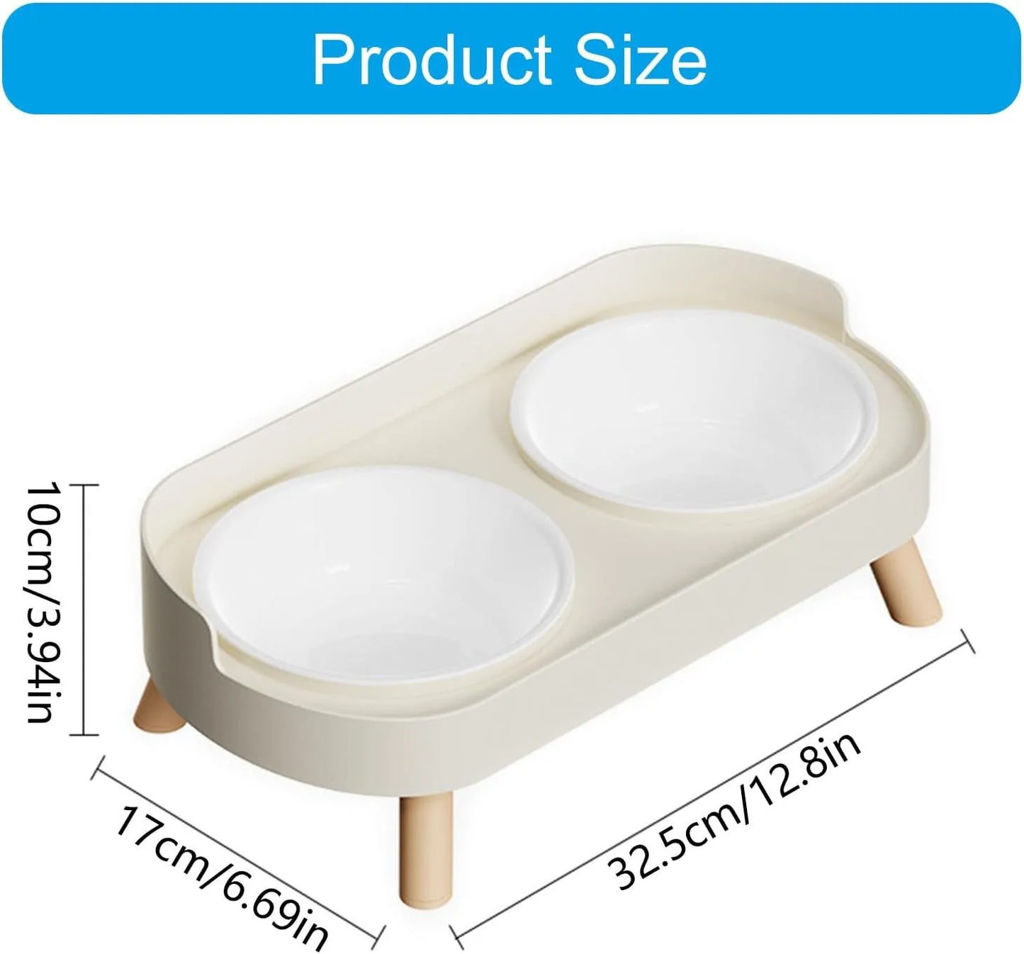 Double Elevated Pet Bowl Set Raised Feeder For Cats Dogs