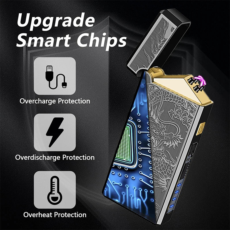 Dragon Engraved Outdoor Lighter With 500mAh Battery Type C