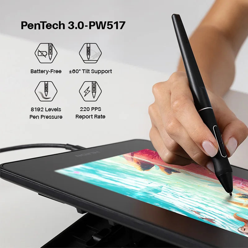 Huion Kamvas 12 Graphic Monitor Drawing Tablet Windows Android MacOS