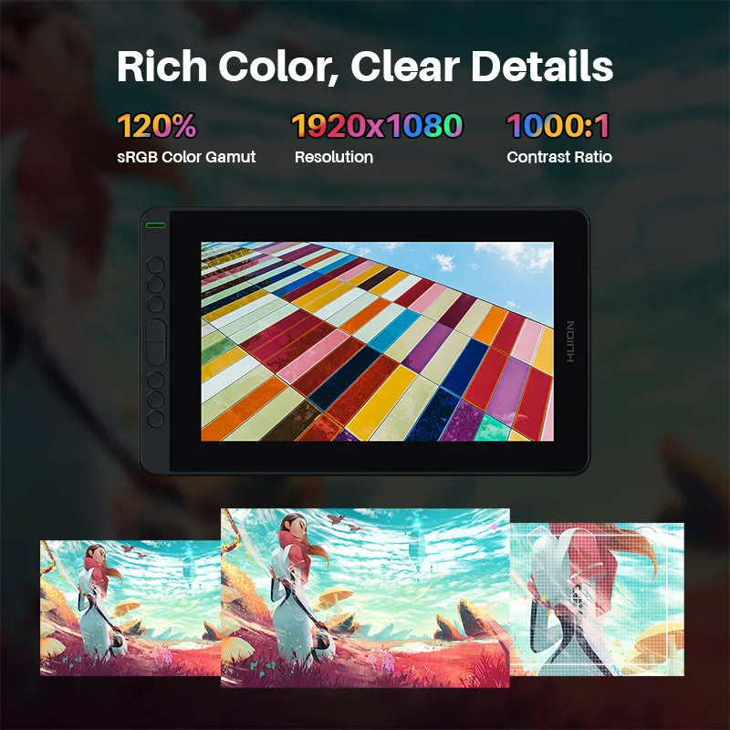 Huion Kamvas 12 Graphic Monitor Drawing Tablet Windows Android MacOS