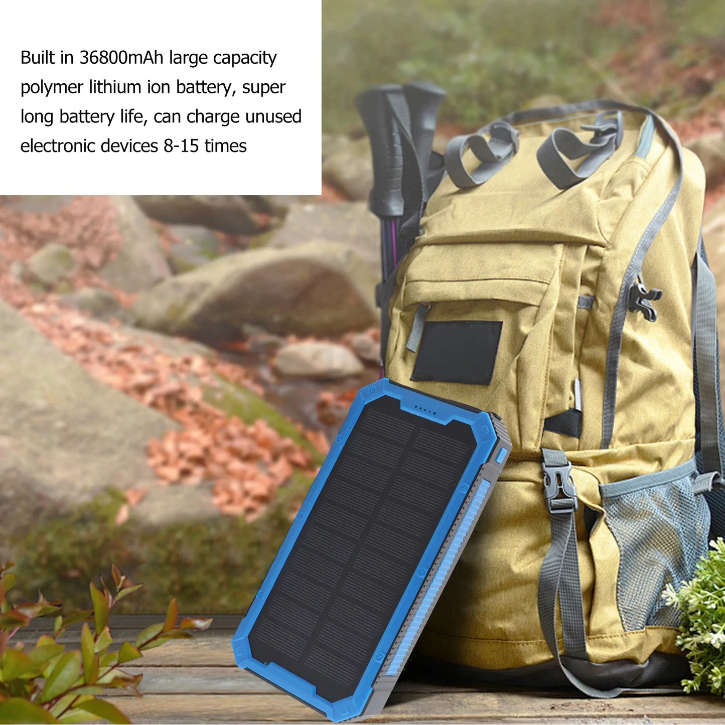 Solar Power Bank 36800mAh Portable Solar Charger With USB Output