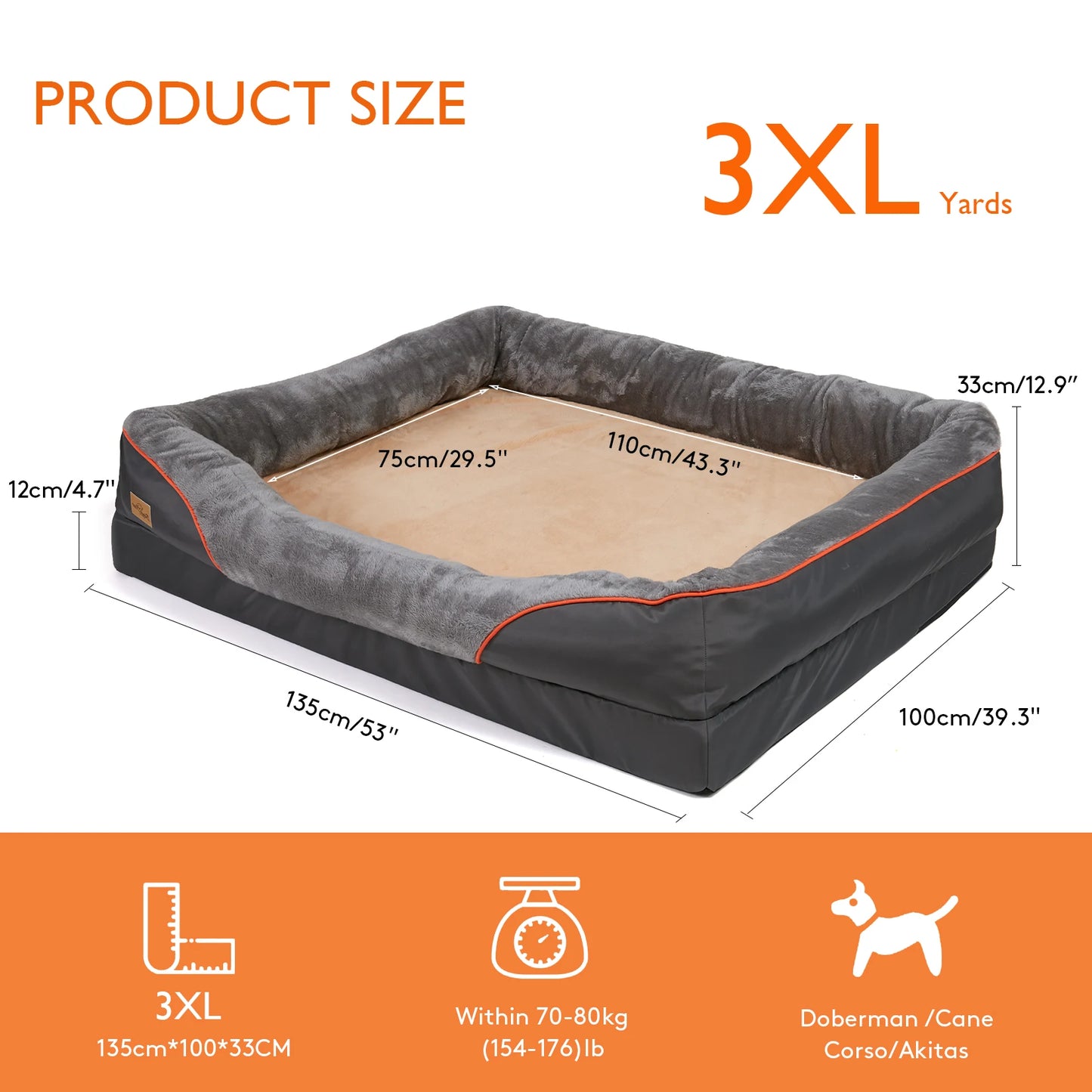 BINGOPAW Dog Bed Waterproof With Removable Washable Cover