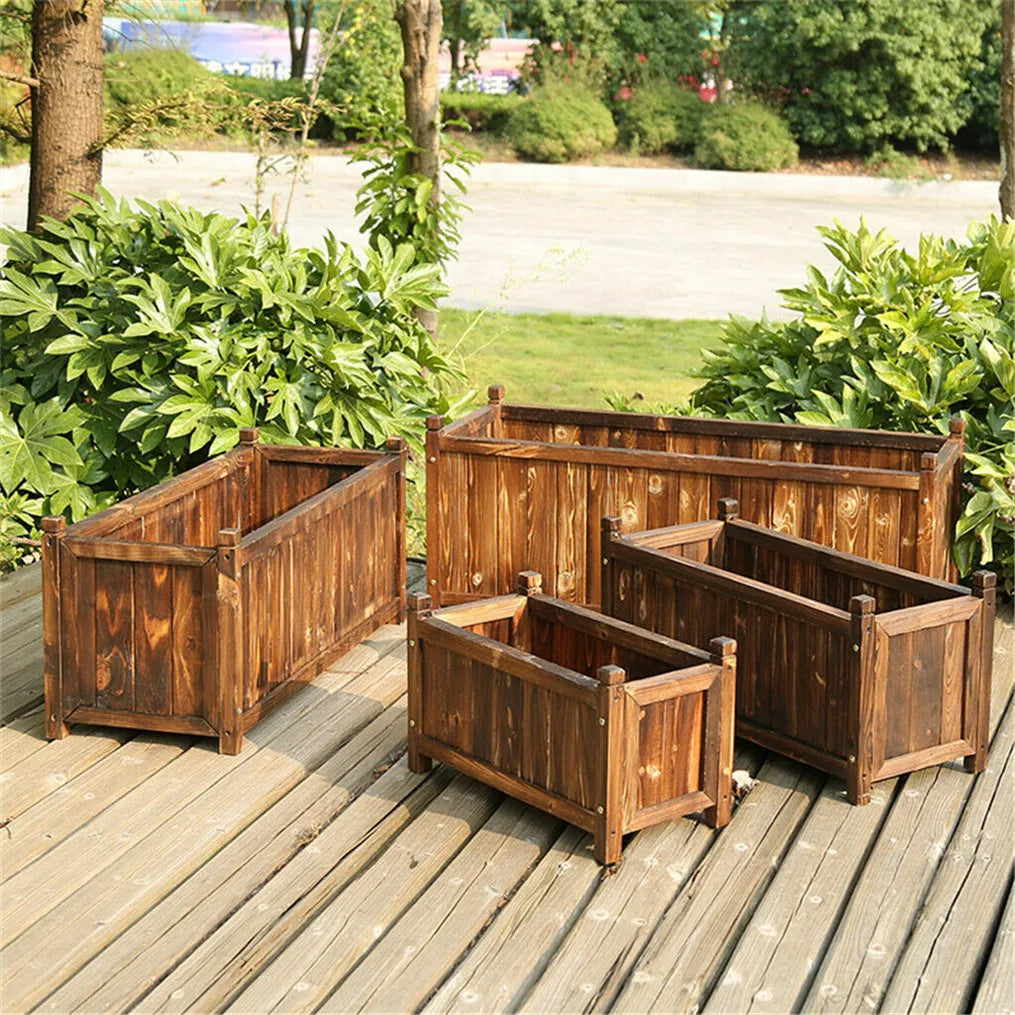 Wooden Raised Planter Box For Indoor Outdoor Garden Beds
