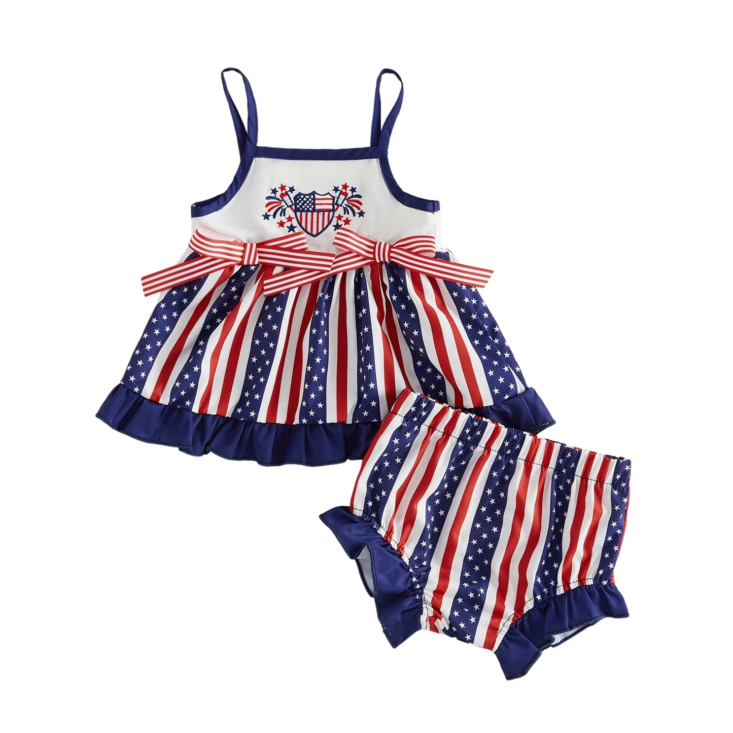 Toddler Girl Independence Day Two Piece Set Cami Tops Shorts