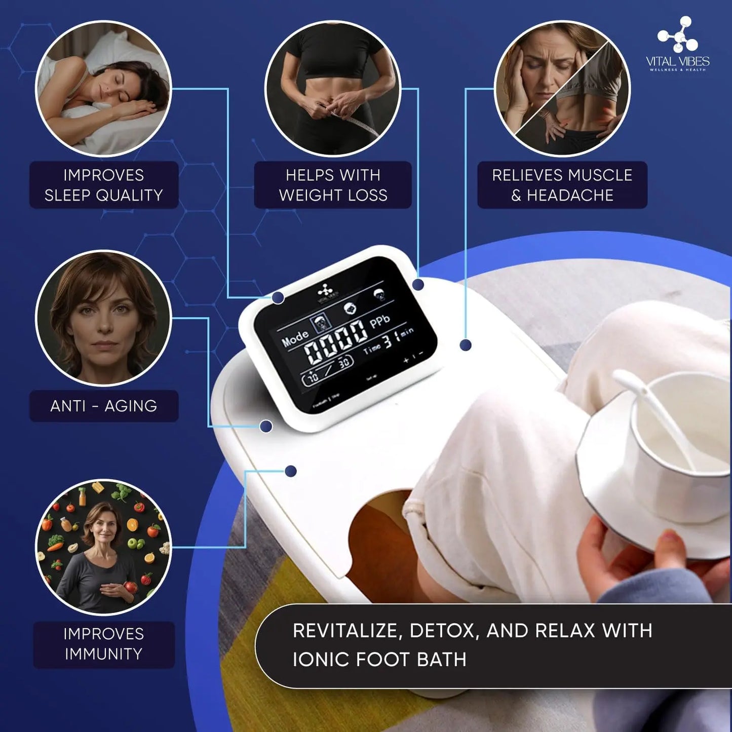 Ionic Foot Bath Detox Machine With Touch Display and Accessories