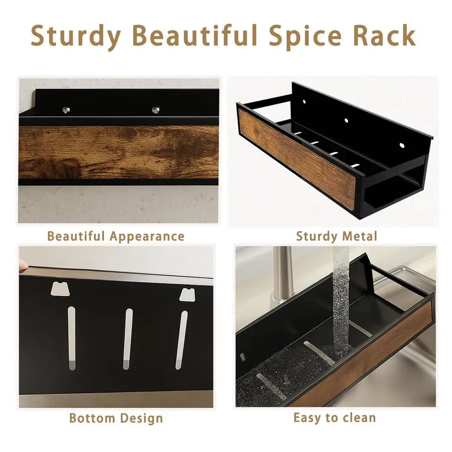 Wall Mount Spice Rack Organizer Set, 6 Pack, Screw Or Adhesive