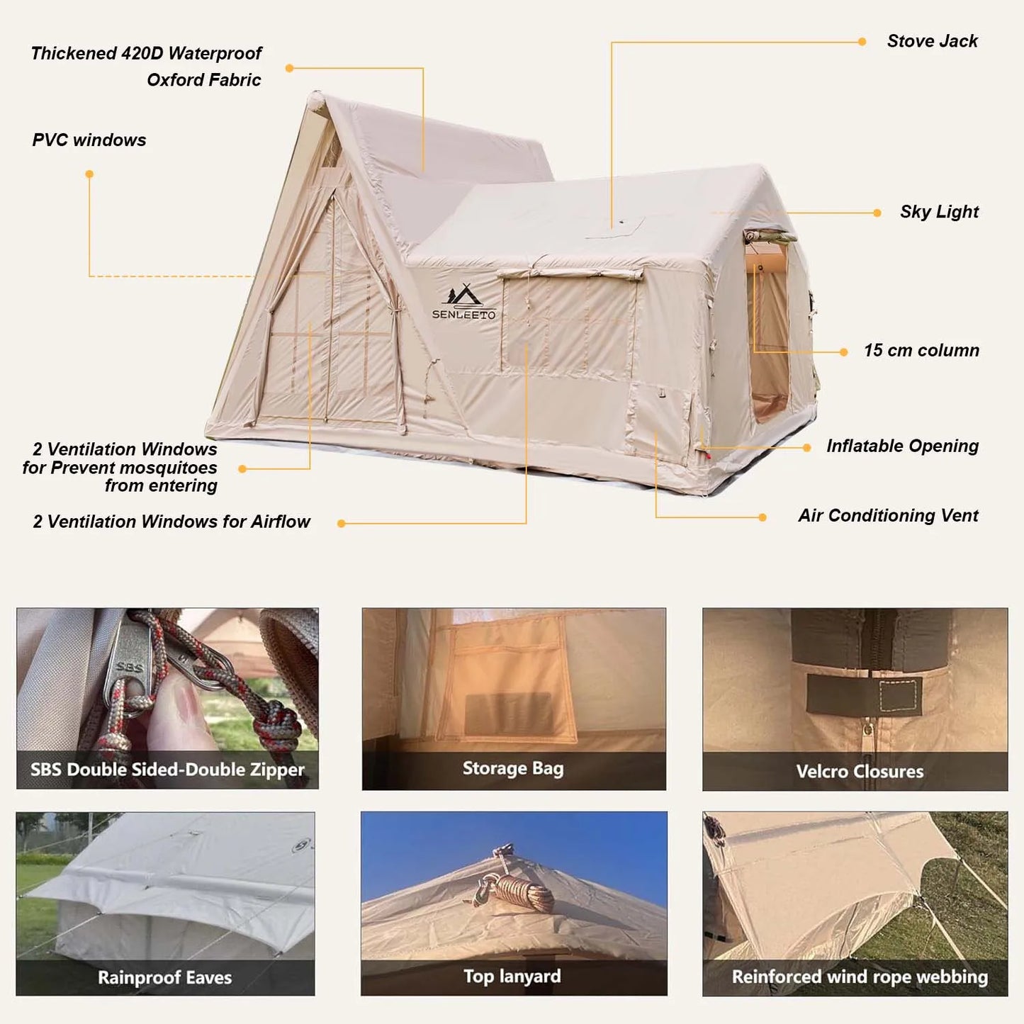 Senleeto Large Inflatable Tent For 8 To 10 People 135Sqft