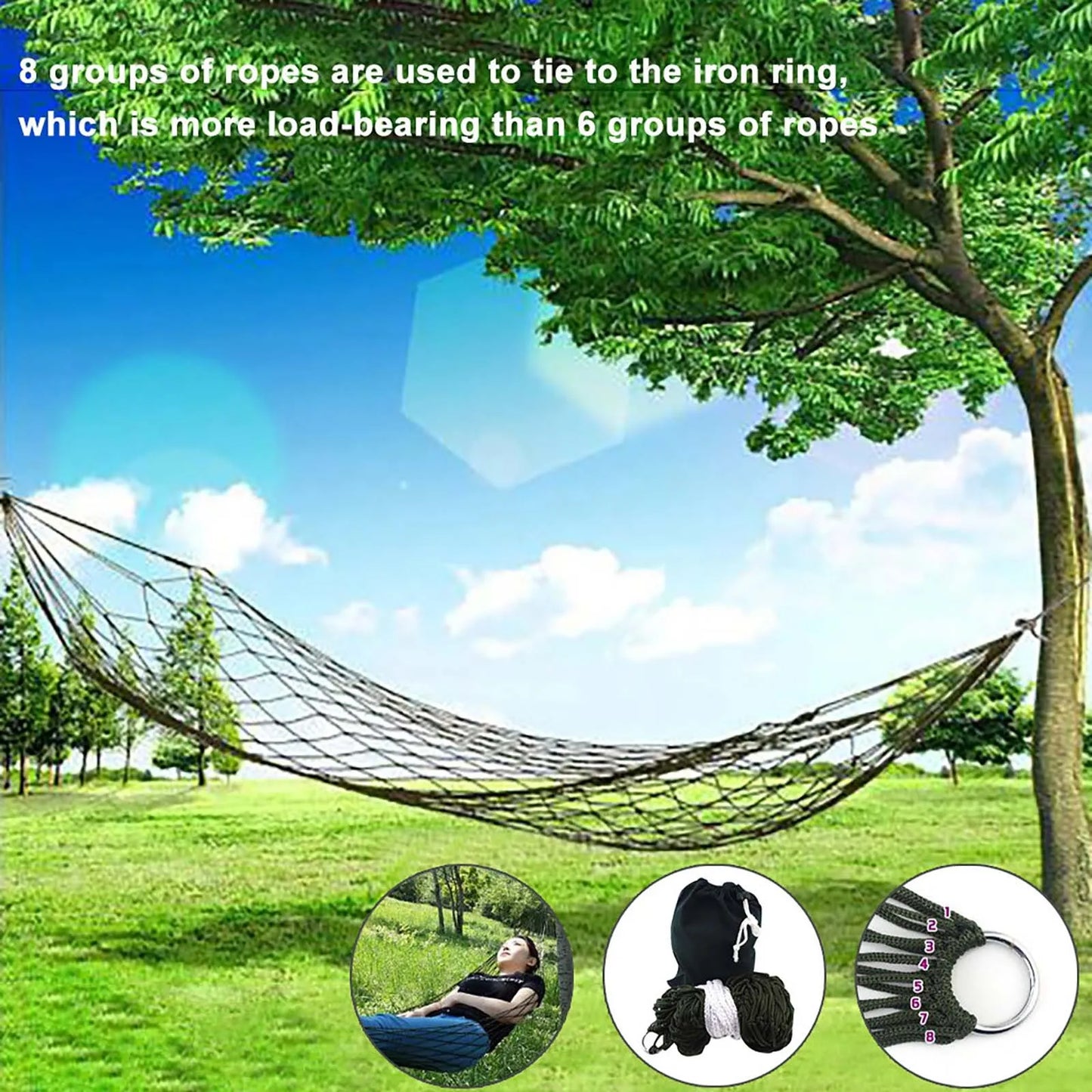Family Hammock With Portable Carry Bag For Outdoor Patio