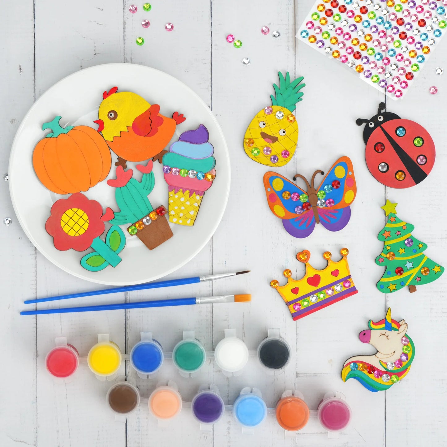 DIY Wood Magnets Craft Kit For Kids Glow In The Dark Painting Kit