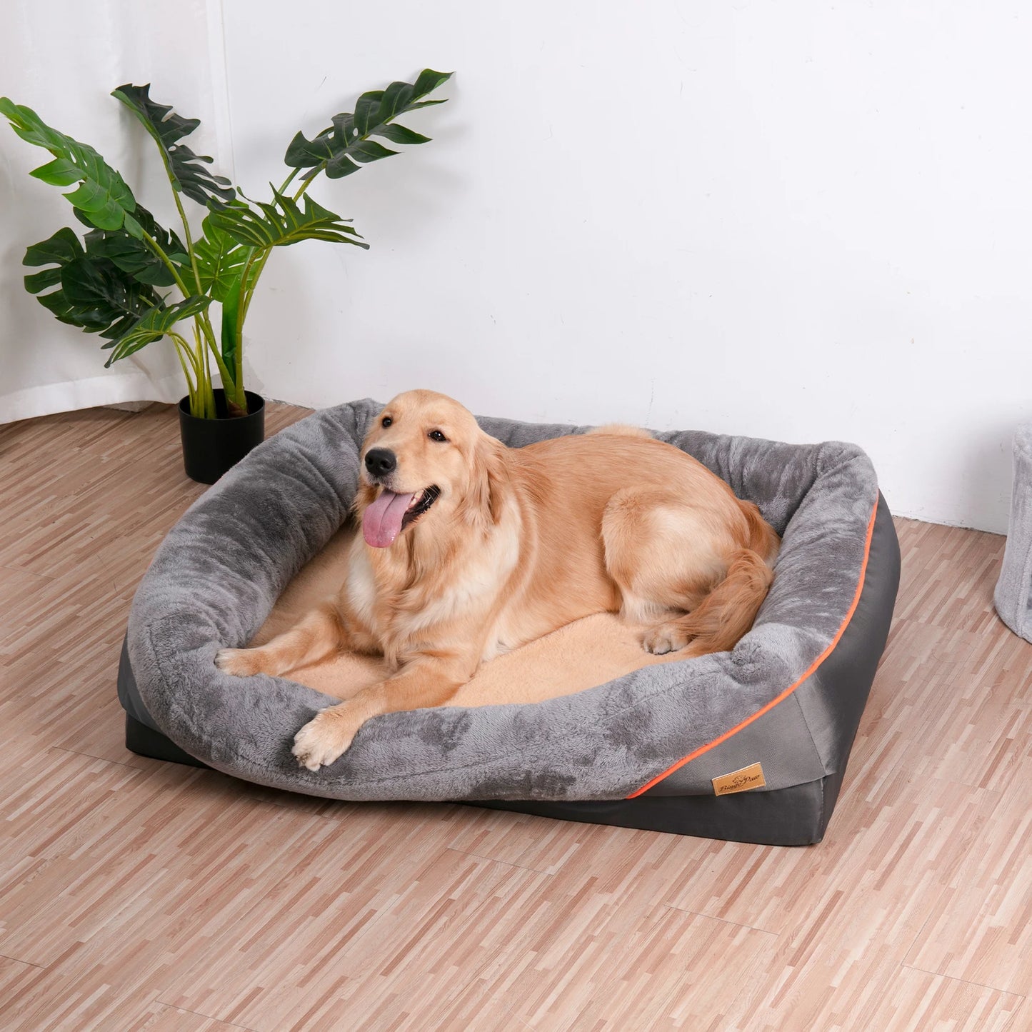 BINGOPAW Jumbo Orthopedic Memory Foam Dog Bed With Bolster Couch