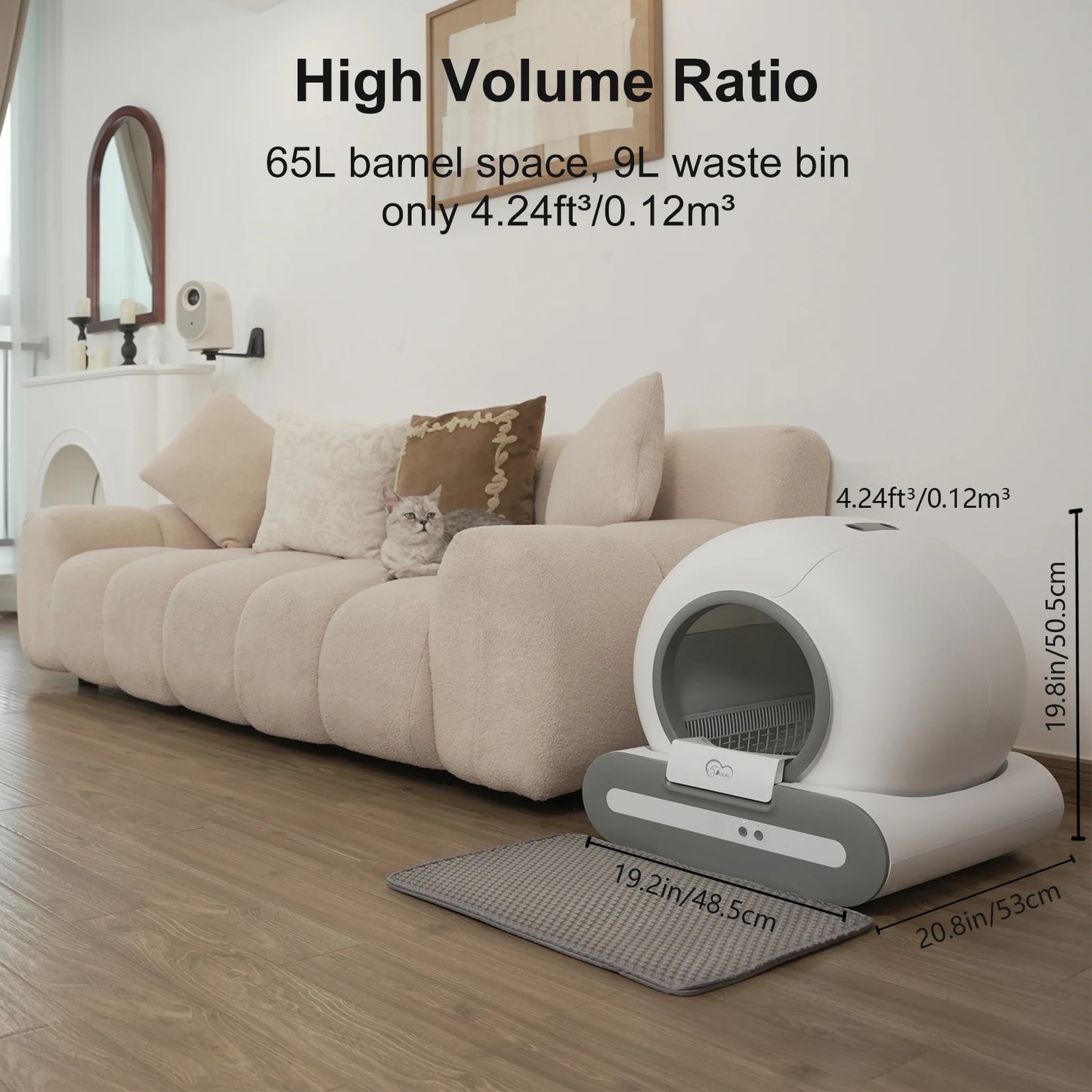 DOEL 65L Self-Cleaning Cat Litter Box With App Control