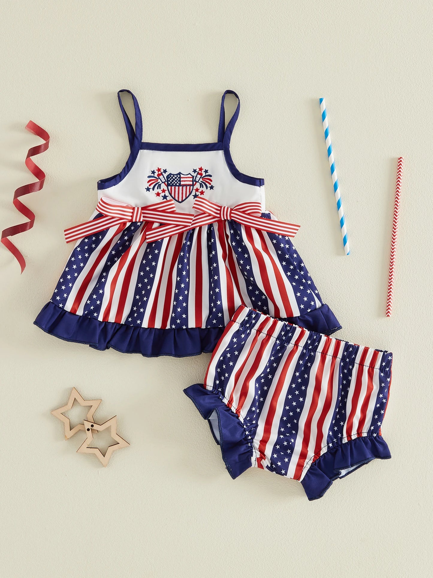 Toddler Girl Independence Day Two Piece Set Cami Tops Shorts