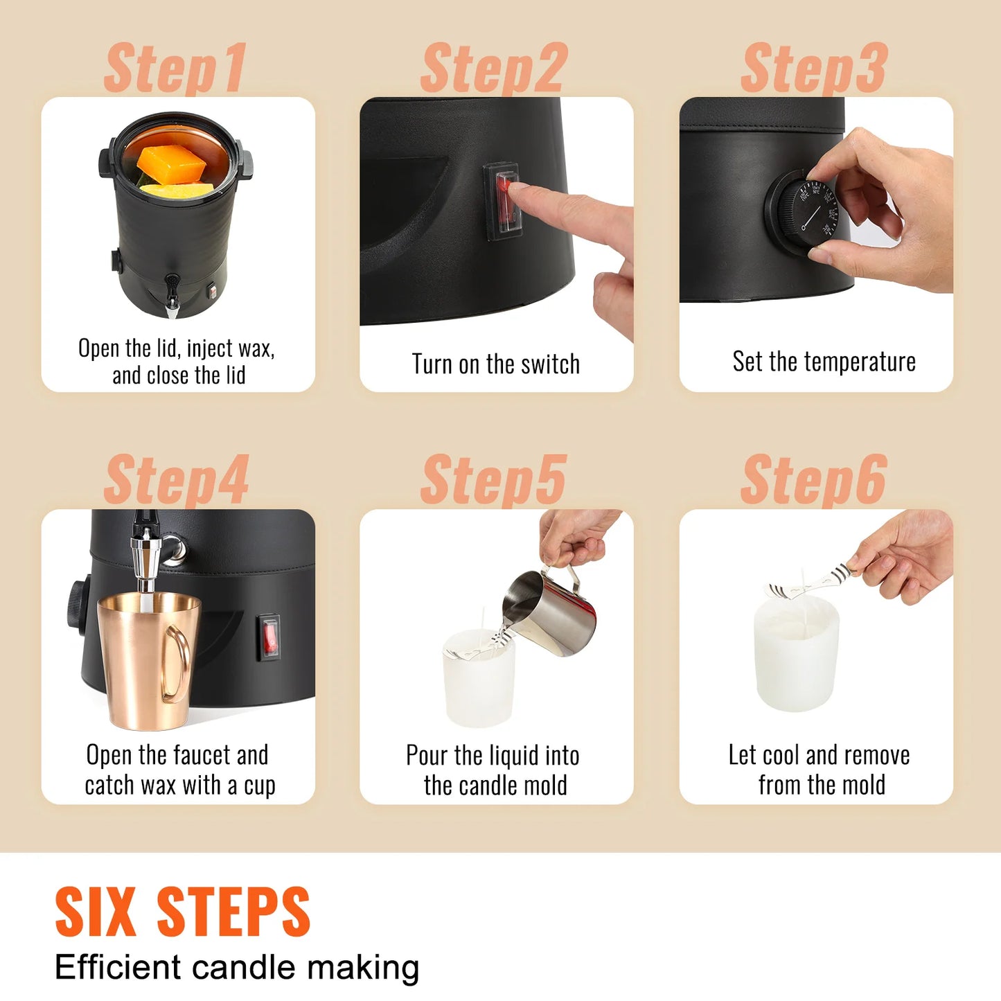 SucceBuy 6.5L Wax Melter For Candles With 9-Level Temperature Control