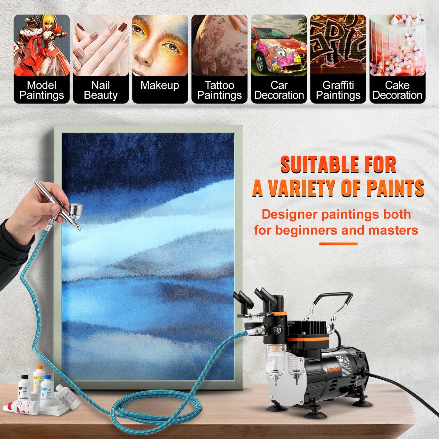 SucceBuy Dual Action Airbrush Kit 120W Electric Spray Gun