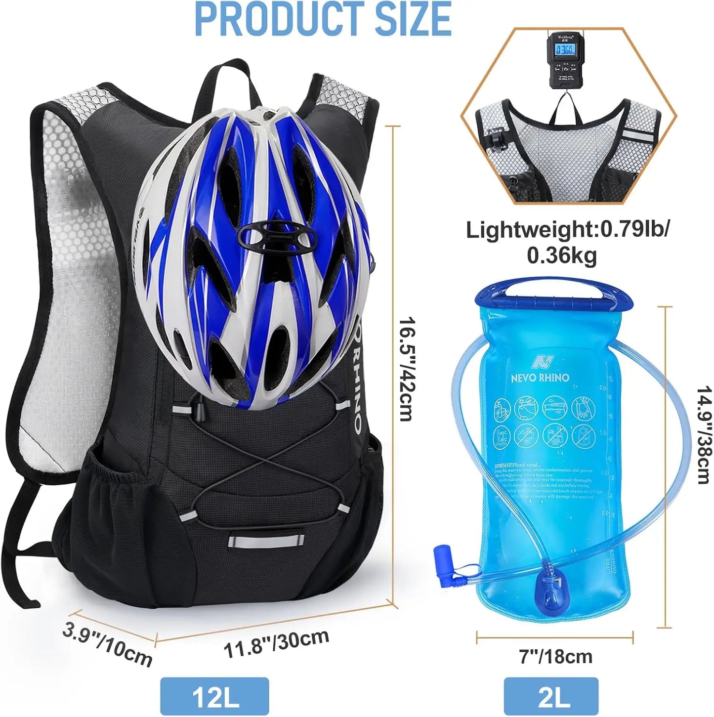 Lightweight Hydration Backpack With 2L Leakproof Water Bladder