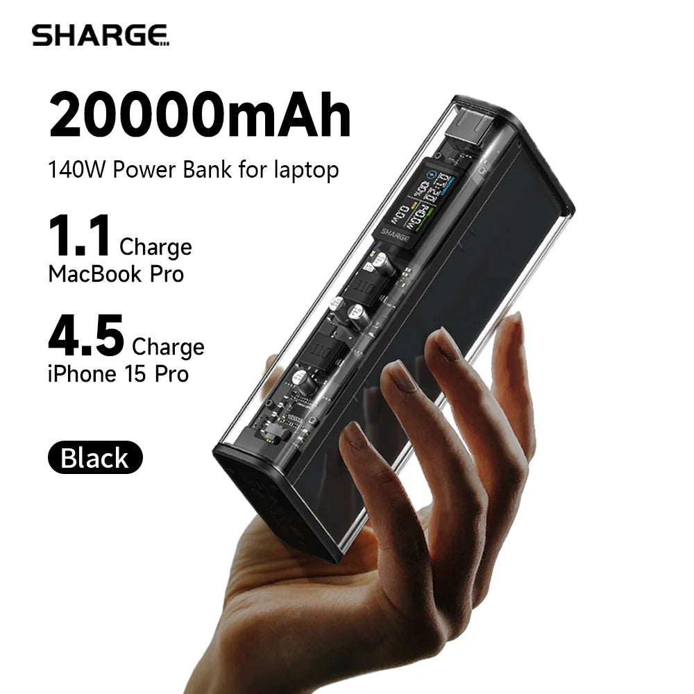 Shargeek 140W Power Bank 20000mAh USB C USB A Charger