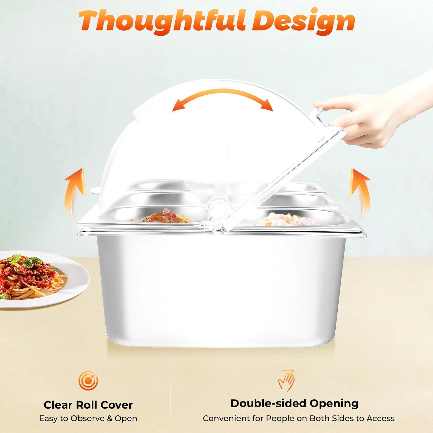 Bymaocar Countertop Condiment Dispenser With Six Pans Buffet Tray