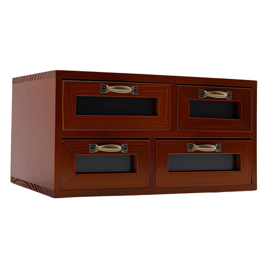 Retro Wooden Desk Organizer With Drawers For Crafts And Jewelry