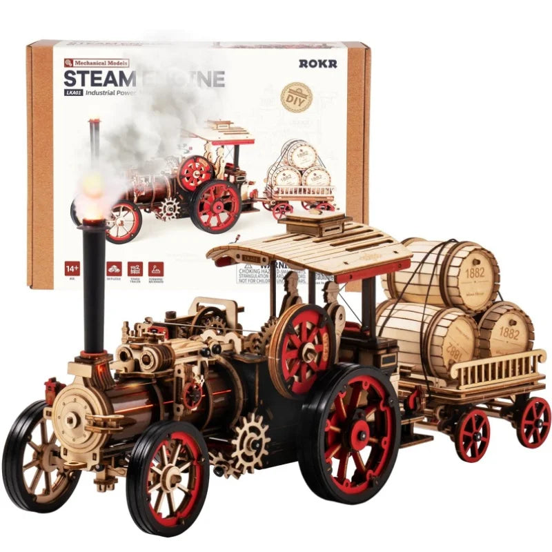 Robotime Rokr Car Model Building Kit 3D Wooden Puzzle Steam Locomotive