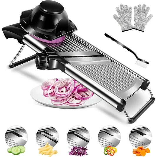 KYJG Stainless Steel Mandoline Slicer Five Blades And Safety Holder