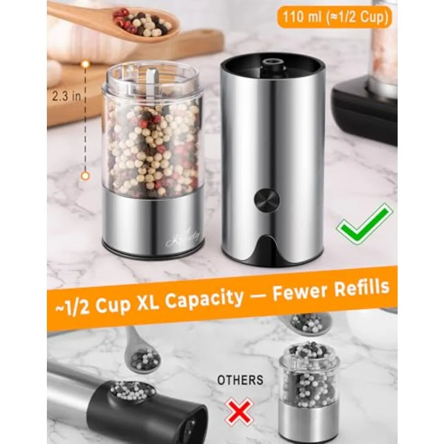 Rechargeable Electric Salt And Pepper Grinder Set Auto Grind