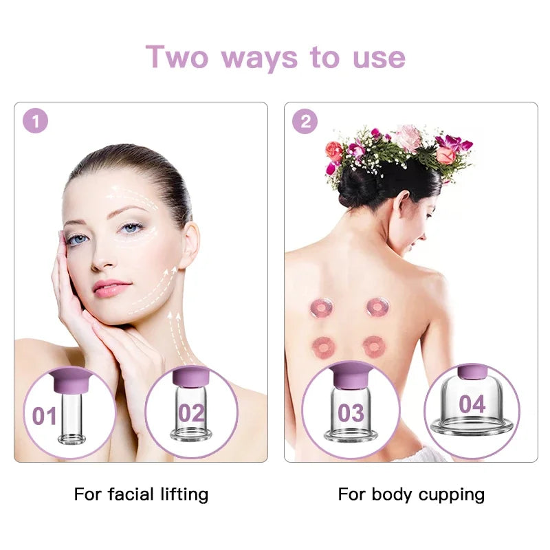 Rubber Cupping Facial Massager Vacuum Cups For Face Lifting