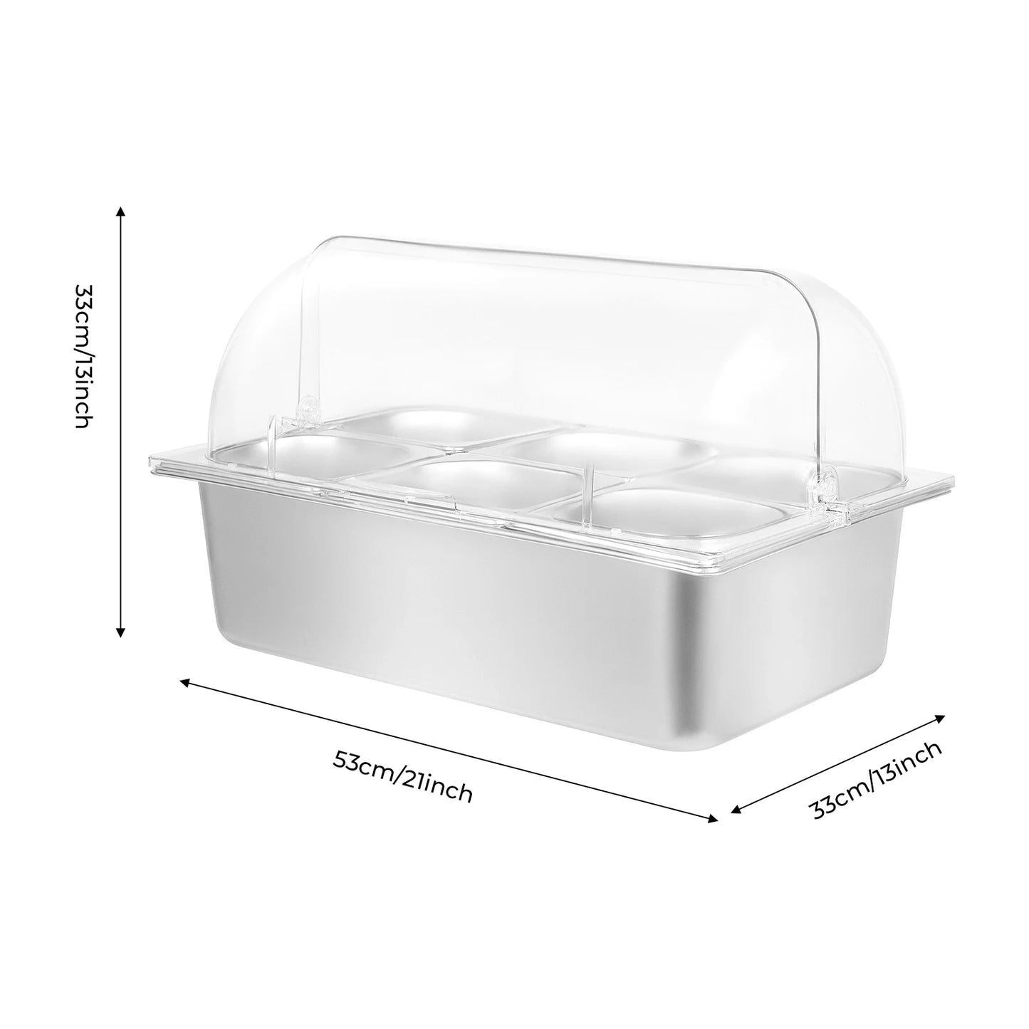 Bymaocar Countertop Condiment Dispenser With Six Pans Buffet Tray