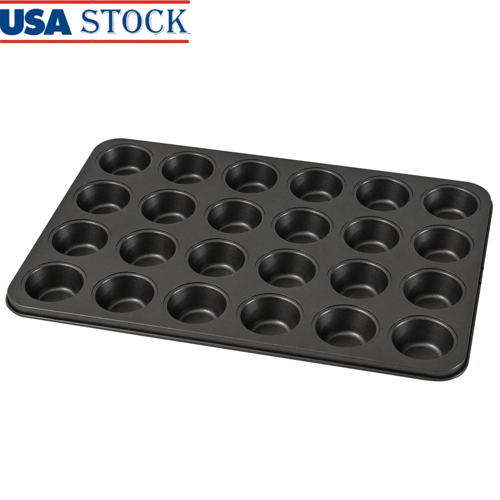 24 Cup Mini Muffin Pan Nonstick Carbon Steel Bakeware