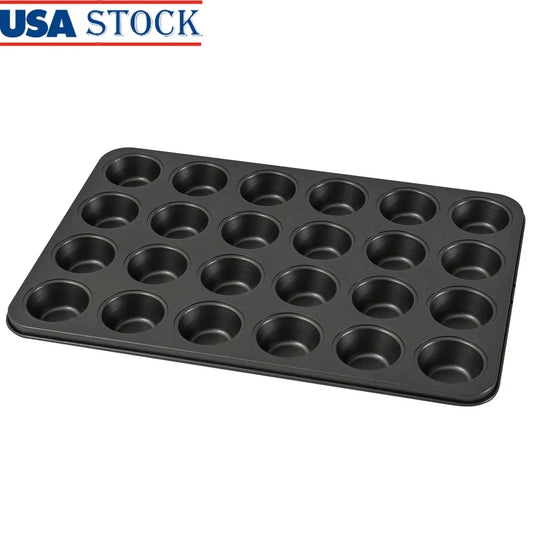 24 Cup Mini Muffin Pan Nonstick Carbon Steel Bakeware