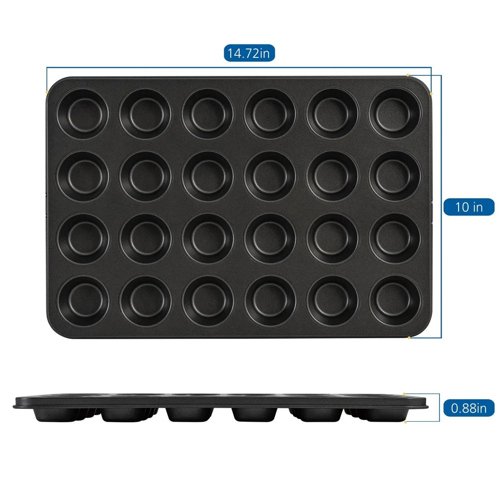 24 Cup Mini Muffin Pan Nonstick Carbon Steel Bakeware