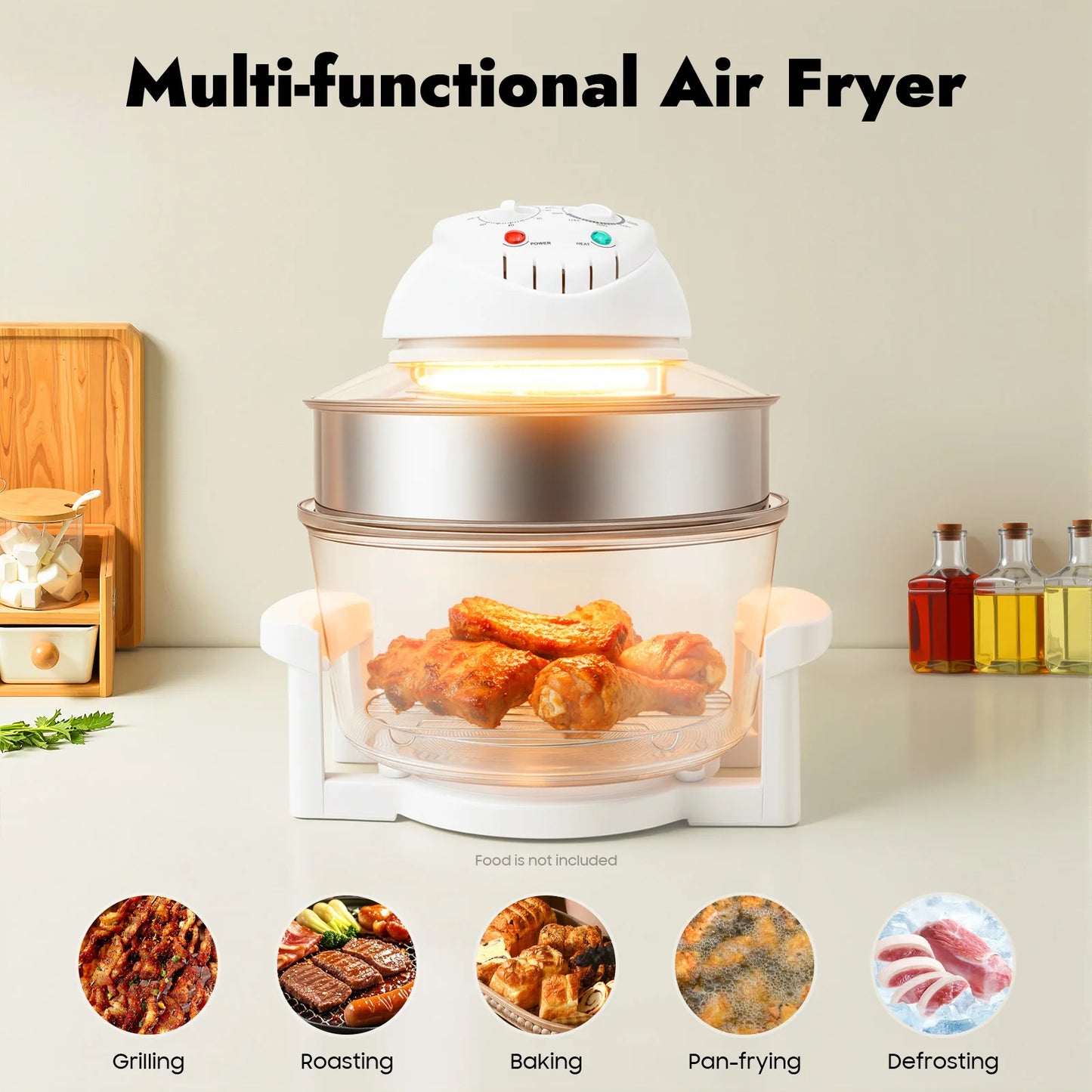 Visual Air Fryer 110V 1200-1400W 360 Degree Hot Air Circulation