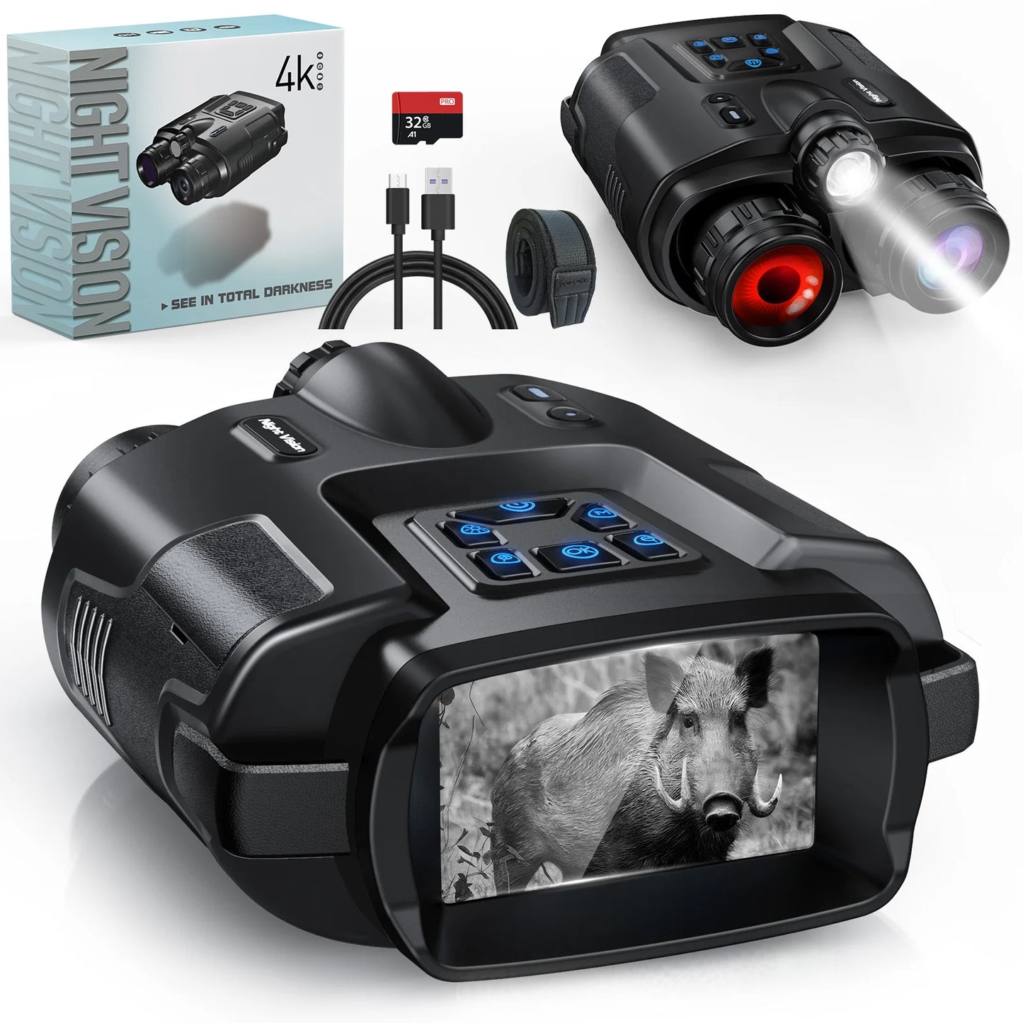 DIYIMIN Night Vision Binoculars 8x Infrared 600m Range
