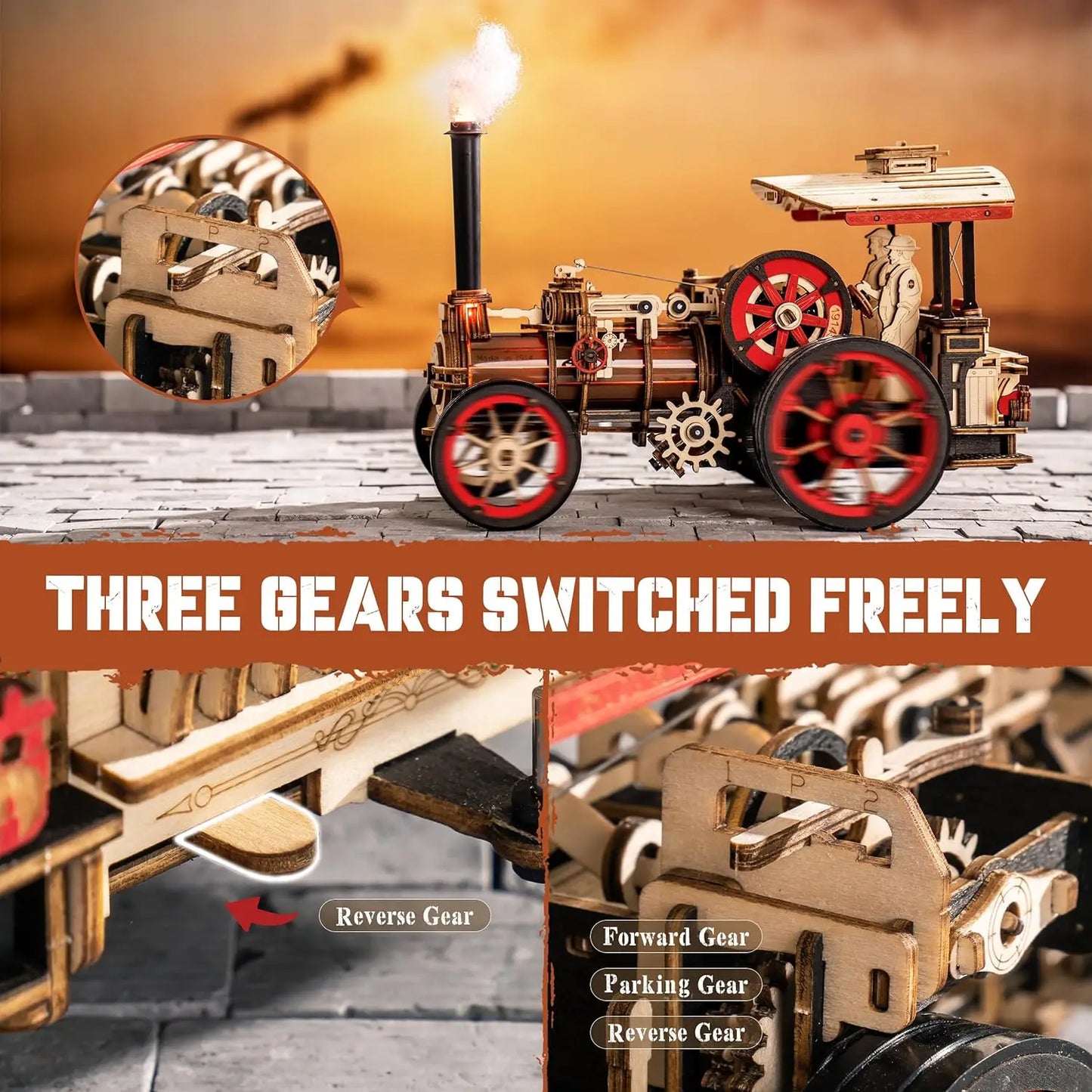 Robotime Rokr Car Model Building Kit 3D Wooden Puzzle Steam Locomotive