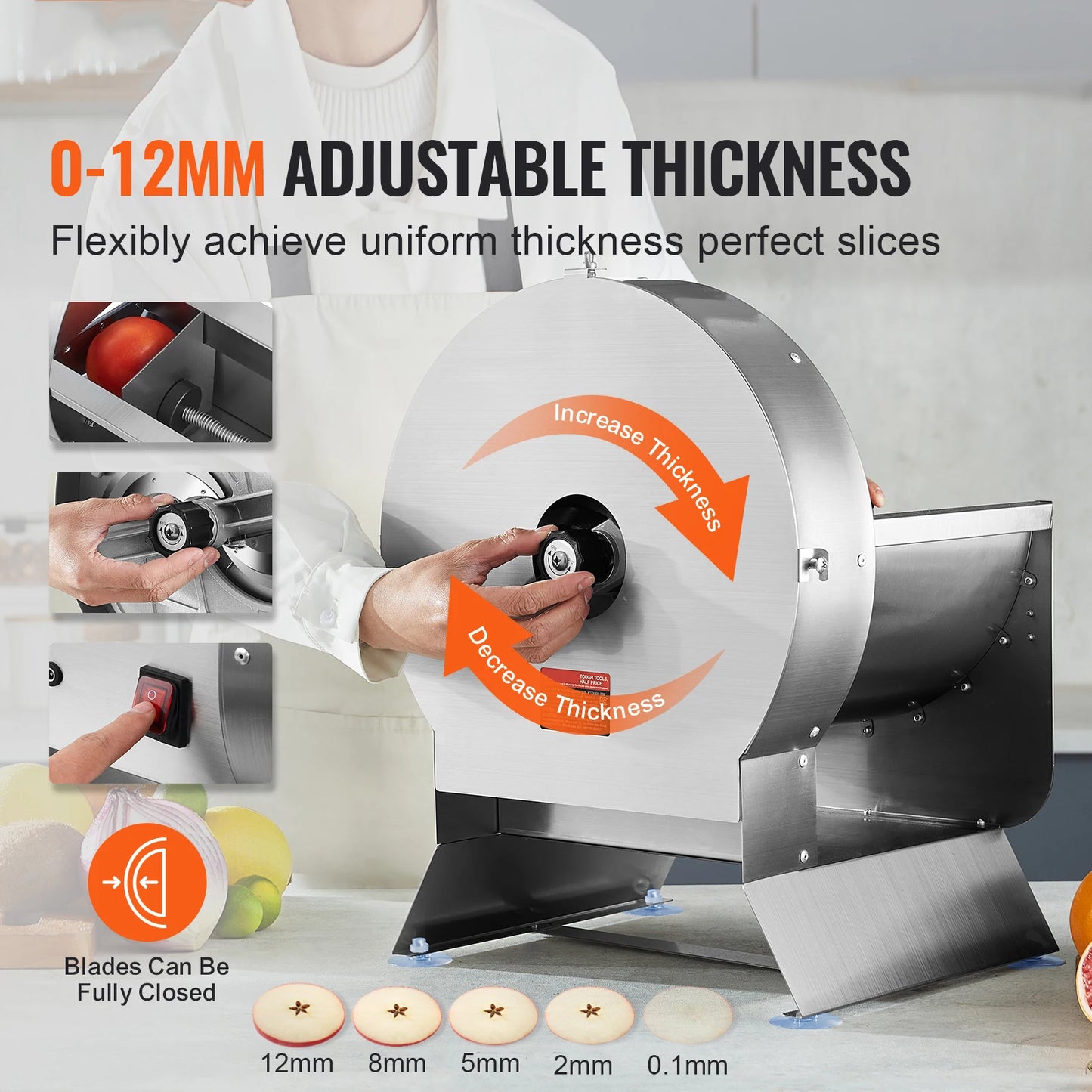 VEVOR Electric Vegetable Slicer Adjustable Commercial Cutter