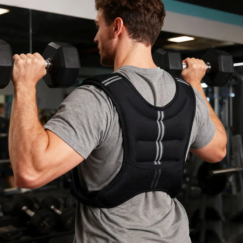 12lb Reflective Stripe Weight Vest For Workout Running Fitness Training